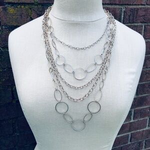 Silver-tone Multi Strand Necklace